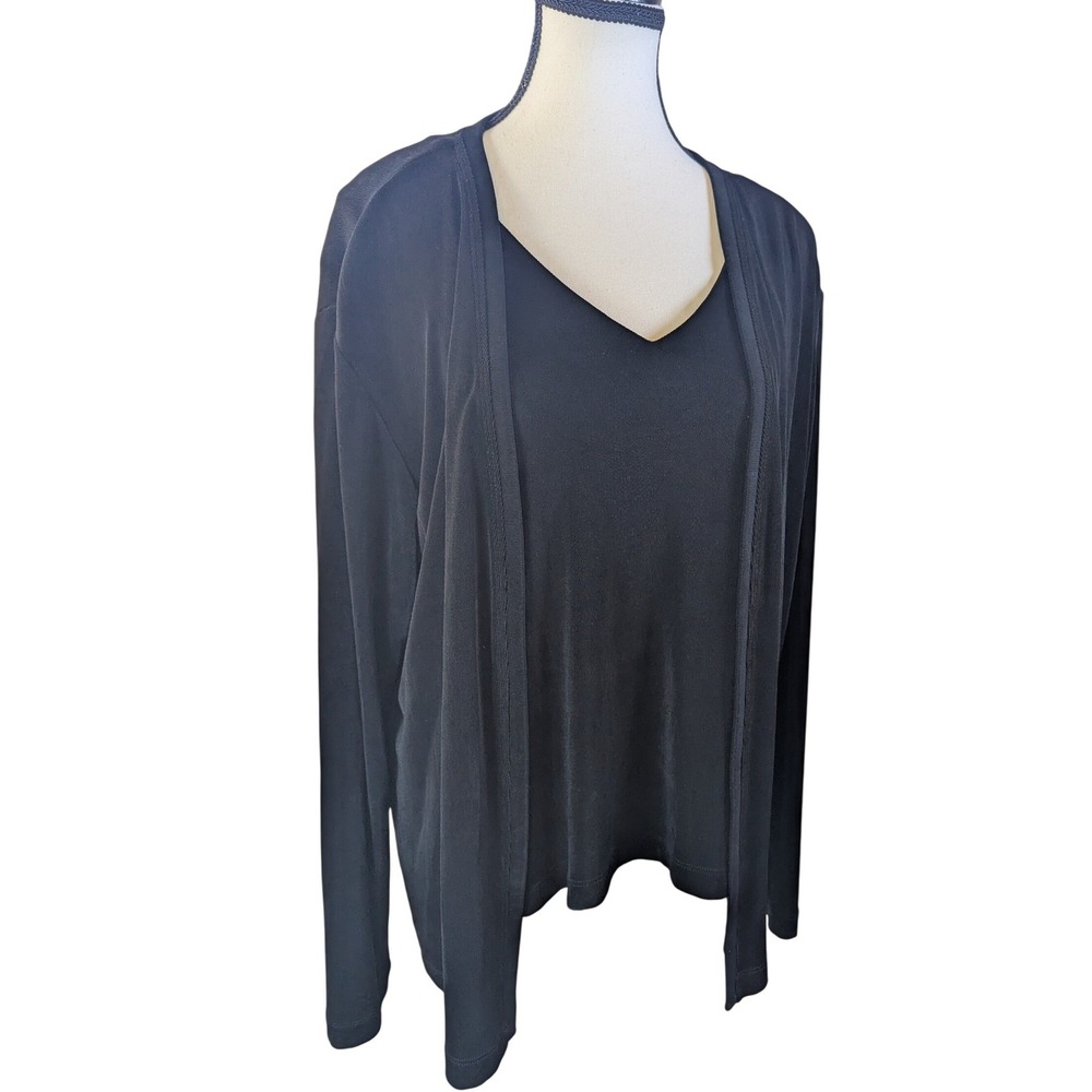 Chicos Travelers 3 Piece Set Black Cardigan Tank Pants Womens Size 3 Large XL - Picture 3 of 11